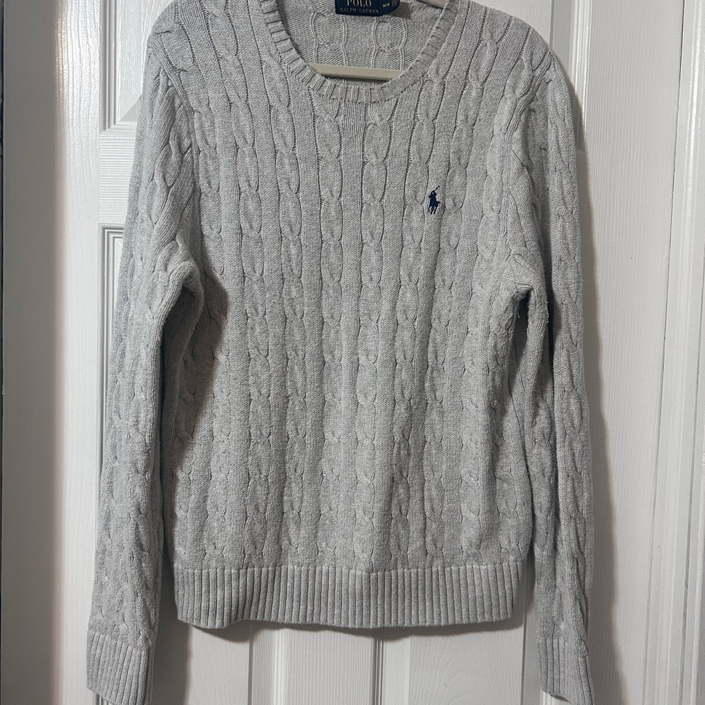 Ralph Lauren Men's Gray Cable Knit Crewneck Sweater
